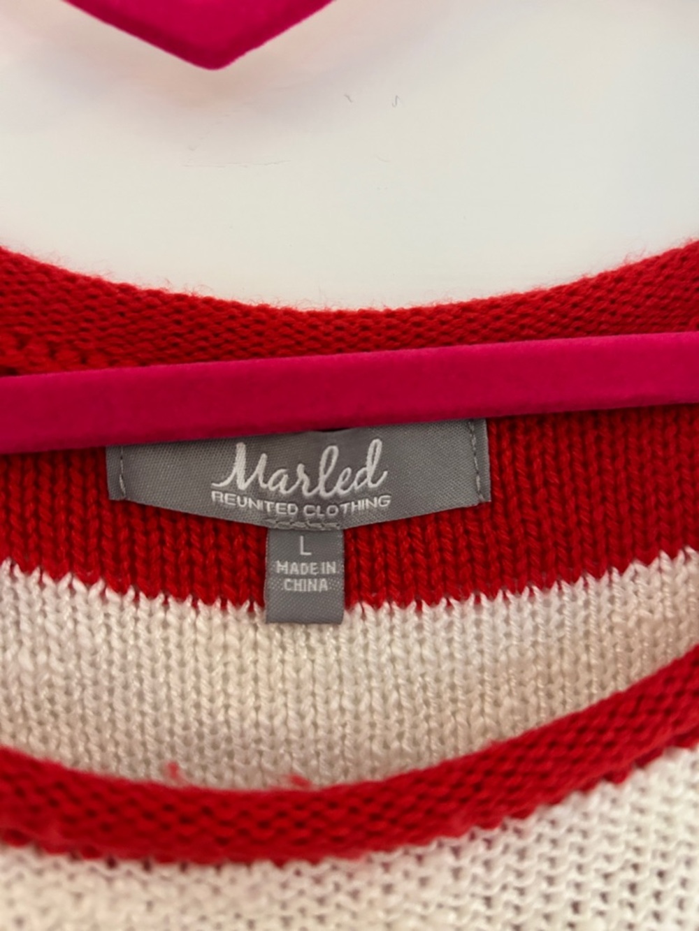 Flag Stripe Knit Sweater - Red, White & Navy Stars, L - Picture 3 of 4